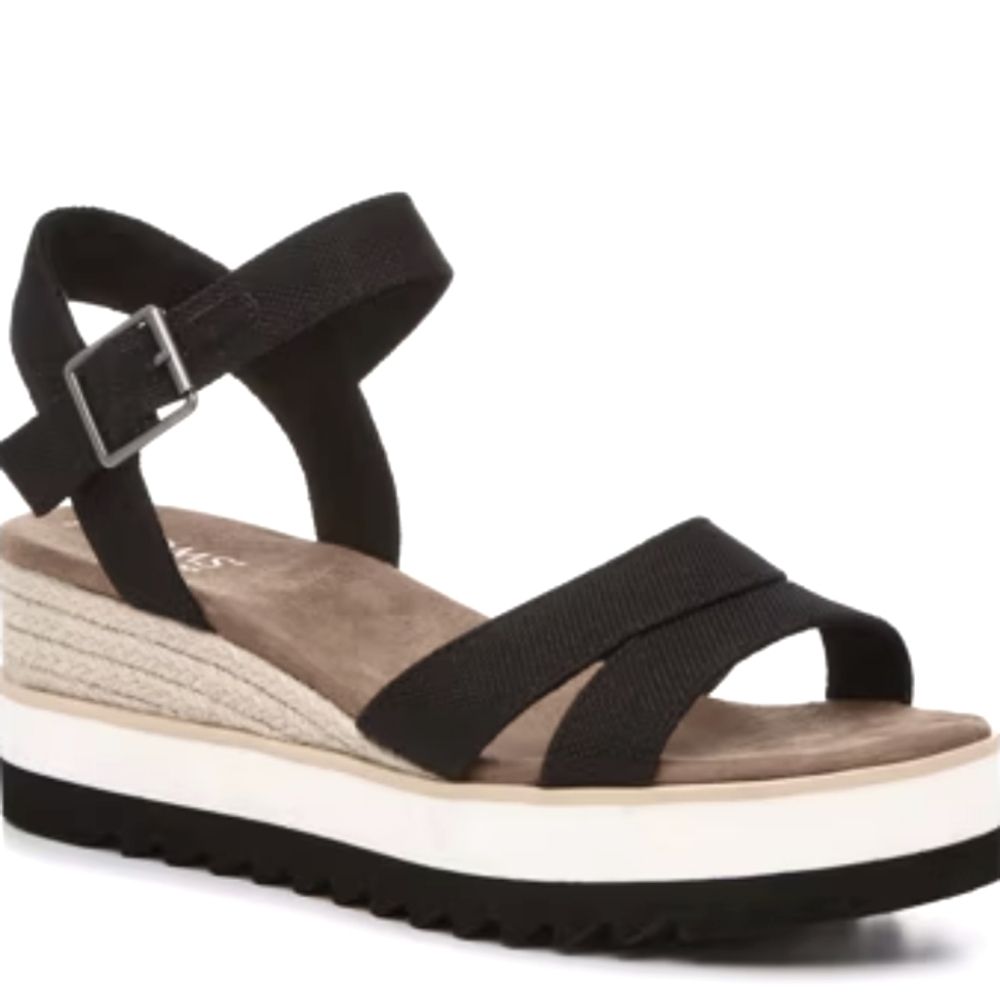 New TOMS Black Louisa Platform Sandals 7 Wide